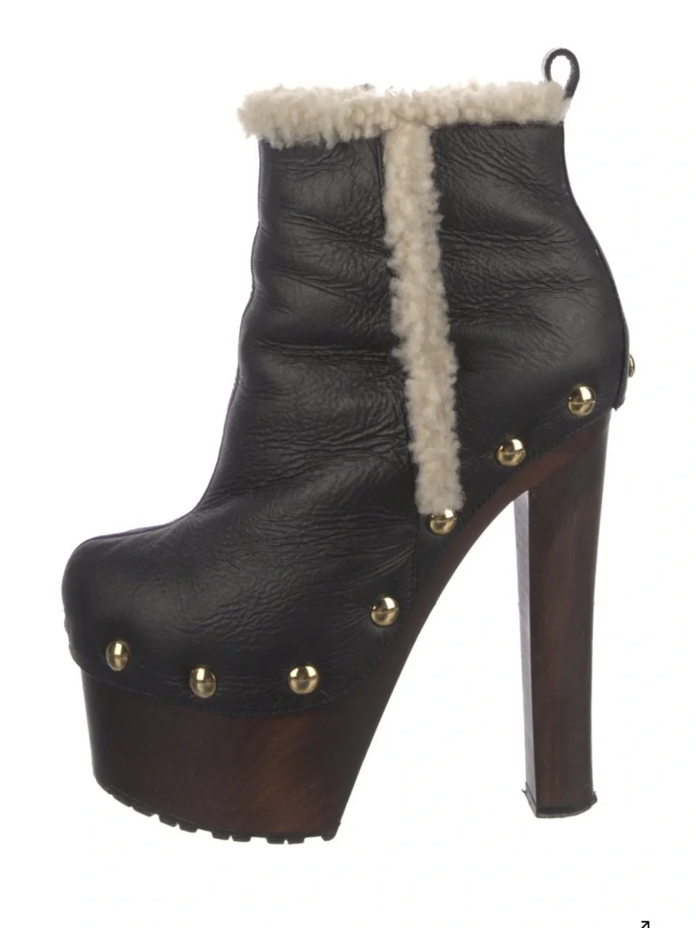 Giuseppe Zanotti Leather Shearling Platform Ankle Boots | IT 38 / US 8